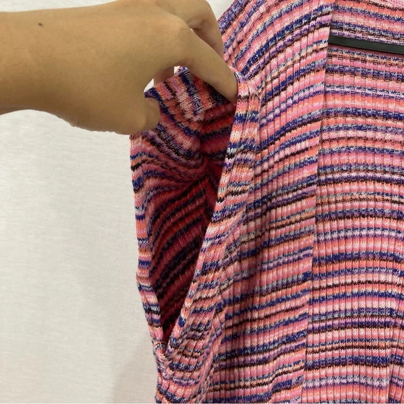 New GAP Pink Purple Striped Cotton Textured Open Front Cardigan XL - Picture 6 of 11